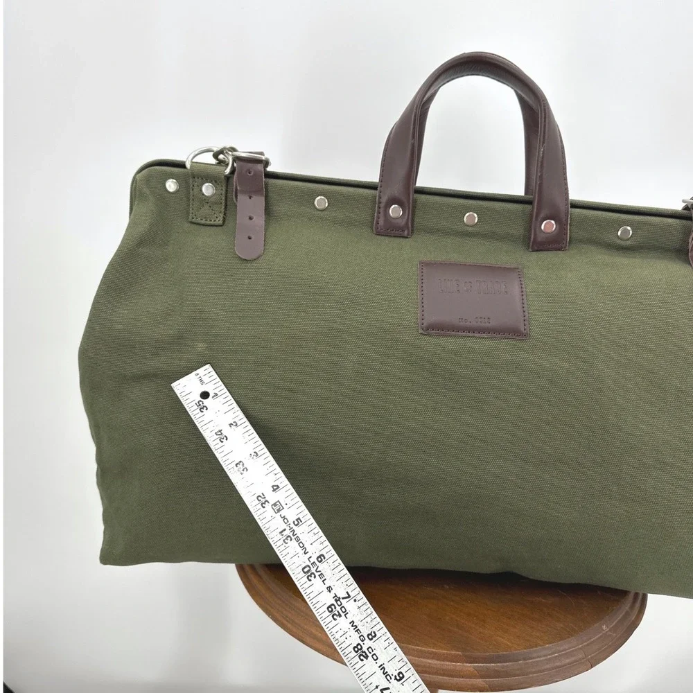 Line of Trade Weekender Bag Olive Green Canvas Leather Trim No. 0312 Travel